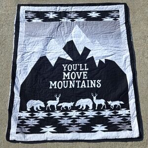 Black And White Handmade Double Sided Baby Blanket Quilt Fleece Outdoor Mountain